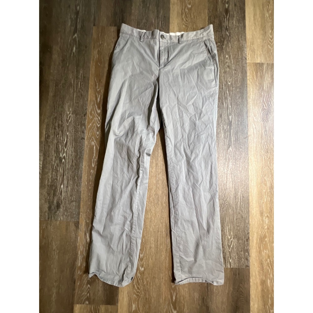 Calvin Klein Chinos Mens 33x34 Grey Good Straight‎ Leg Flat Front Cotton Pants